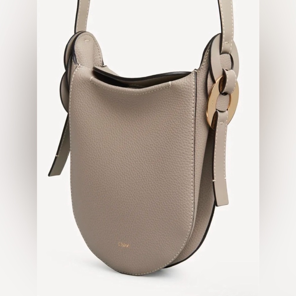Chloé Small Taupe Crossbody Bag with Gold Hardware